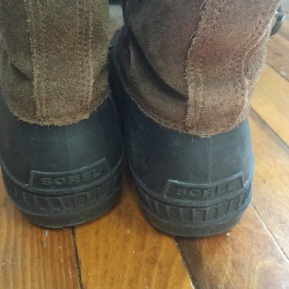 Sorel Badger Kids Snow Rain Boots Brown Lace Up - Picture 9 of 15